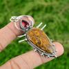 Mariam Jasper Gemstone Mozambique Garnet 925 Silver Sister Bezel New Pendant