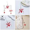 Sweet Strawberry Cube Bowknot Charm Pendant Chain Phone Strap Pocket Keychain Strap Hanging Decoration for Keys Bag