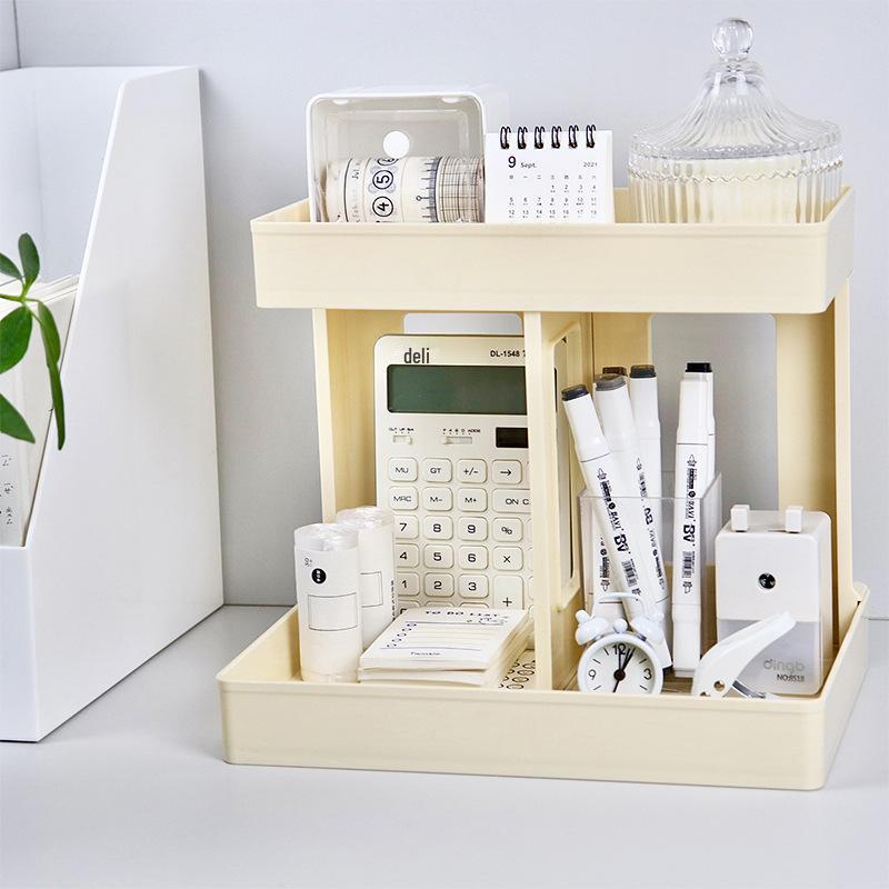 Transparent Desktop Double-Layer Storage Rack for Cosmetics and Bathroom Essentials