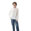 Embroidered Long Sleeve Long Crew Size 160 T-Shirt, Kids', Sleeve, Neck, 100% Cotton, USA, One-Point Logo, Basic, Off-White, (CK-Y401)