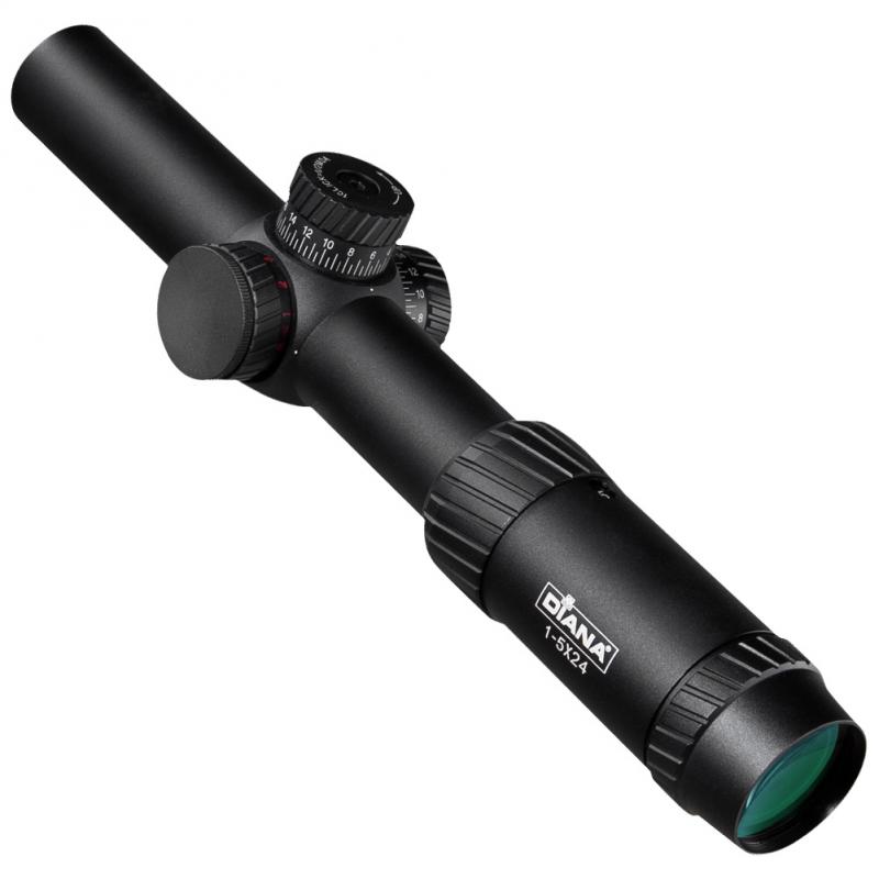 Diana 1-5X24 AOE Hunting Tactical Optical Sight, with Red and Green Glowing Cross Turret Locking Sight for Hunting