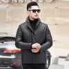Leather Down Jacket Men's Stand-up Collar Sheepskin Leather Jacket Winter Leather White Duck Down Jacket