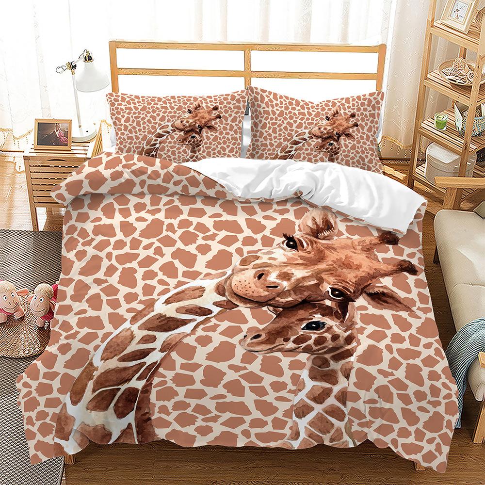 Home Bedding Single Double Bed Full Size Deer Print Pillowcase and Quilt Cover Bedding Home Decoration Bedding Large Bed Quilt Cover Full Size