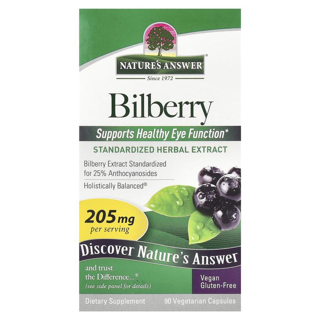 Nature's Answer Bilberry, Standardized Herbal Extract, 205 Mg, 90 Veggie Capsules