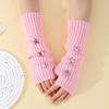 Y2K Star Gloves for Women Girls Japanese Harajuku Sweet Lolita Arm Sleeves Autumn Winter Arm Warmers Knitted Mittens Accessories