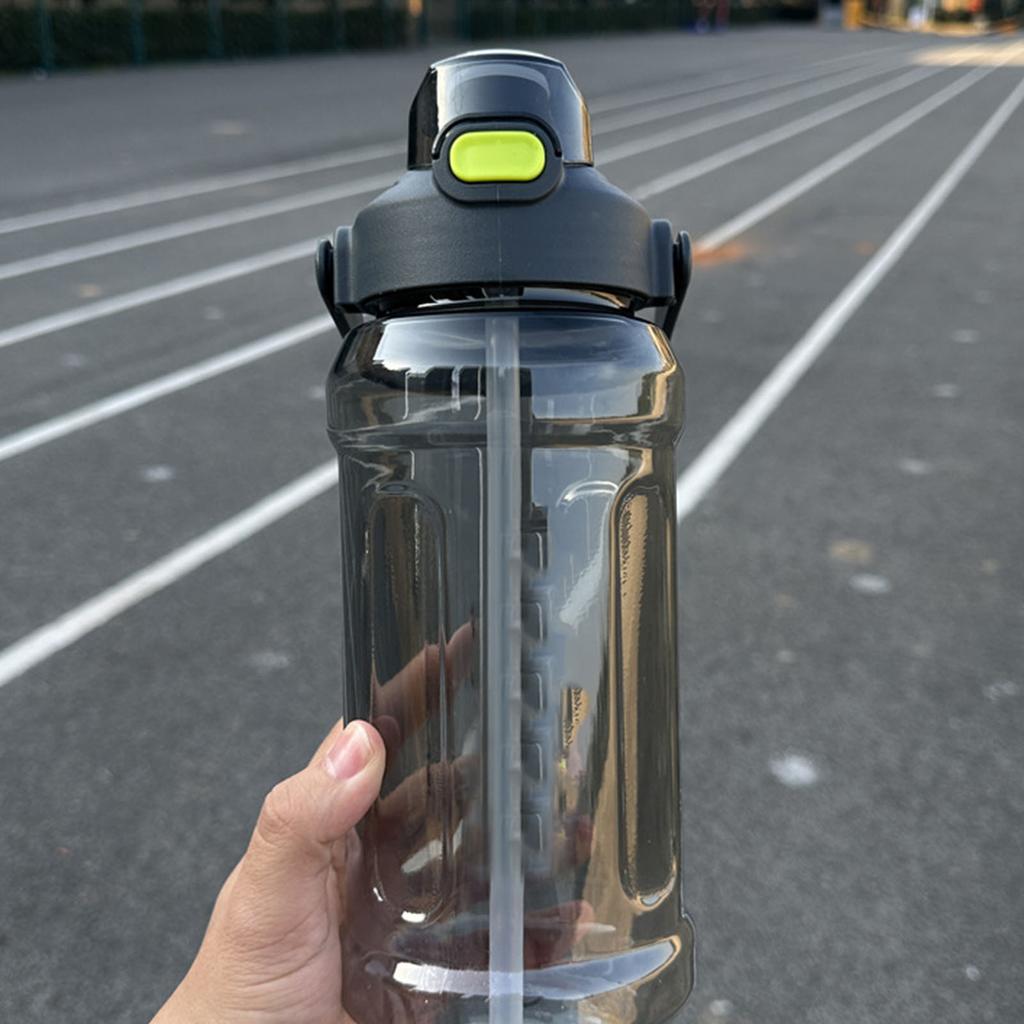 2000ml Water Bottle PC Plastic Leakproof High Capacity Sport Drinking Bottle with Straw for Gym Outdoor