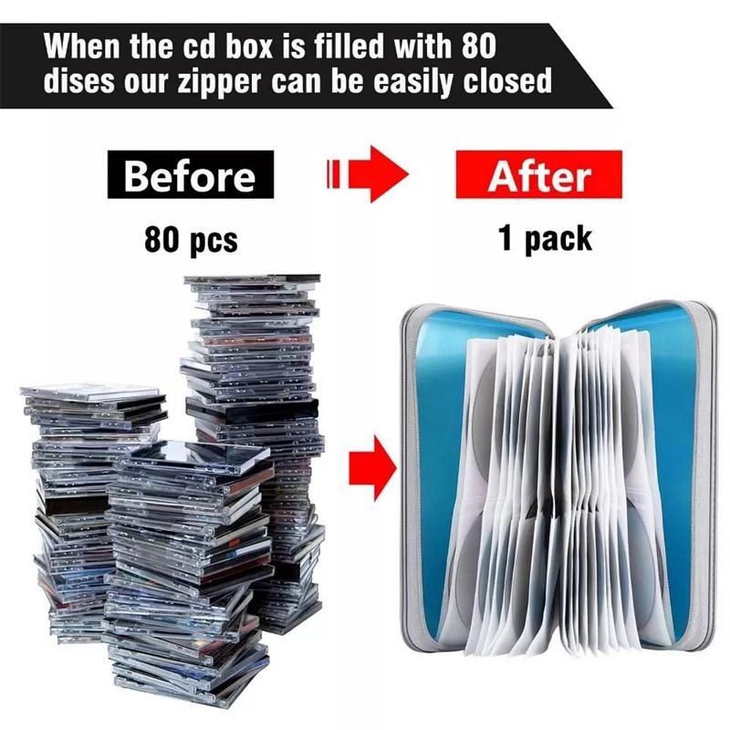 80Sheets Cd Dvd Carry Case Cover Disc Storage Holder Cd Sleeve Wallet Album Hard Box Plastic Pack Disc Dvd Disc Pack