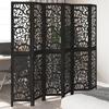 VidaXL Room Divider 6 Panels Black Solid Paulownia Wood, Privacy Screen, Room Partition Panel, 358763
