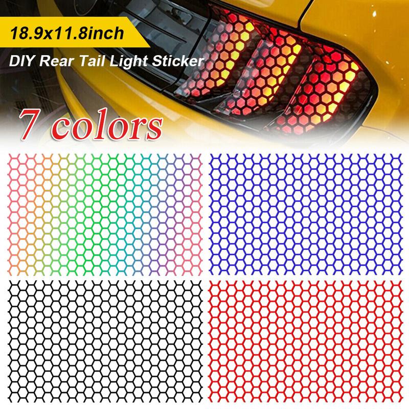 Multicolor Reflective Honeycomb Sticker for Car Tail Light Decoration Hollow Wrap Film DIY Decals Car Exterior Styling