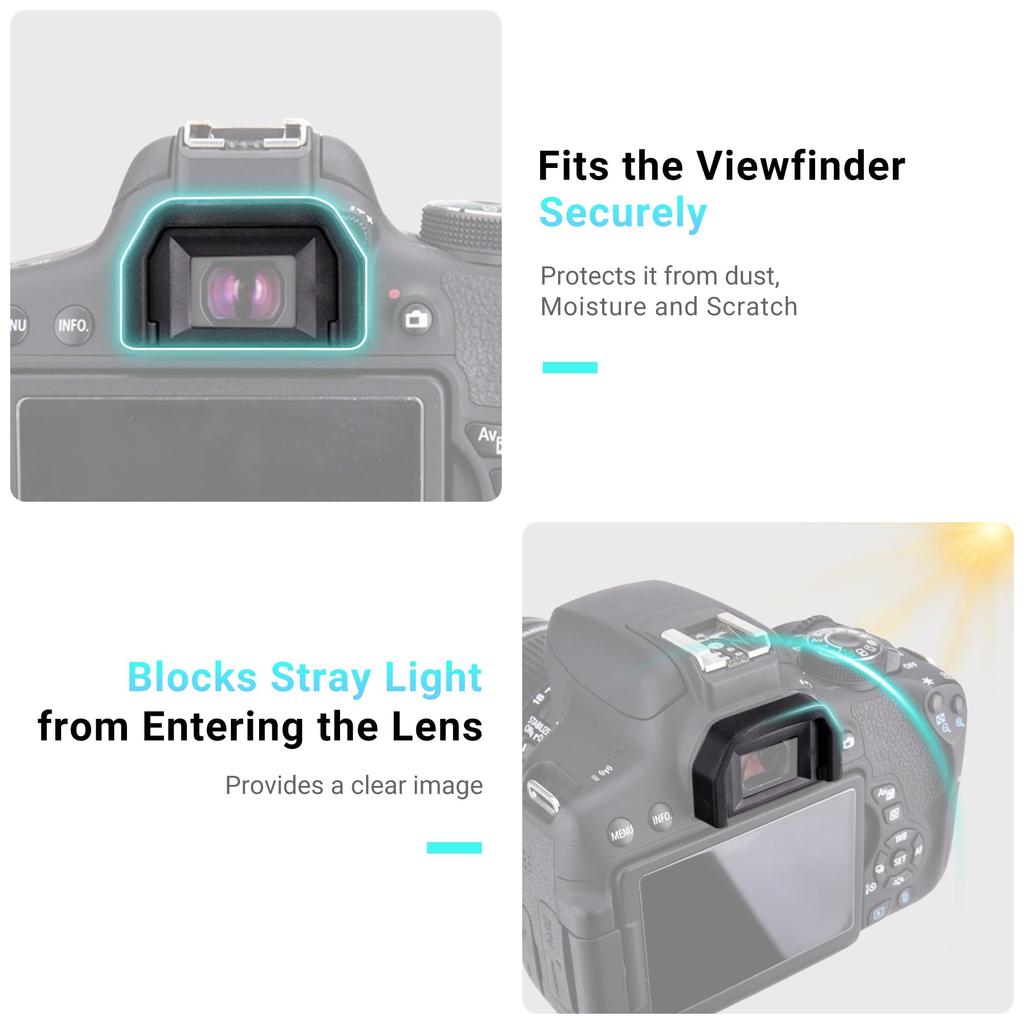 JJC Eyecups for Canon Kiss Ef Compatible (2-Pack) X10, X7i, X7, X6i, X5, X4, X3, X2, 9000D, F, X50, X70, X90,
