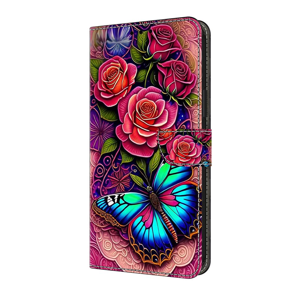 Rainbow Butterfly and Flower Pattern PU Leather Book Case for iPhone Samsung Huawei Honor Google Redmi Xiaomi LG Motorola Sony Nokia Oneplus Oppo