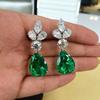 Серьги-подвески Huitan Vintage Green Drop с кубическим цирконием для женщин, элегантные женские аксессуары в стиле ретро, подарочные эстетические украшения