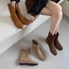 New Style Fashion Cow Suede Women's Boots Real Leather Split Toe Women's Shoes Thick Heel Midsole Short Boots for Women Boots