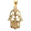 [L4377] - Gold Plated 'Hand of Fatma' Pendant - 22x15 Mm