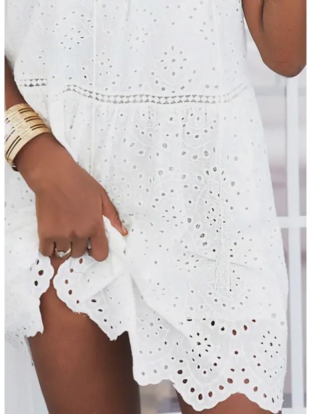 European & American Sleeveless Hollow Lace Spring/Summer Dress 2022