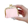 Ladies Mini Coin Purse Genuine Leather Wallet Solid Color Kiss Lock Change Pouch Small Storage Bag for Jewelry Keys