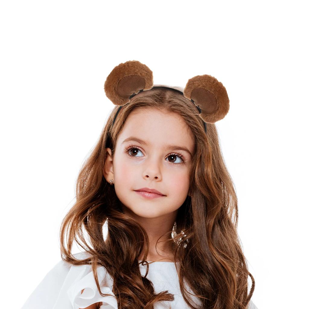 Brown Bear Ears Headband Cute Headpiece Makeup Hairband Furry Headwear Fancy Dress Costume Accessories