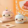 Cartoon Cake Ceramic Cup with Lid with Spoon Mug Girl Heart Water Cup Girl Birthday Gift Souvenir