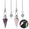 Stone Rose Quartz Gemstone Rock Healing Crystal Amulet Reiki Pendulum Pendant Conical Pendulum