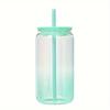 1pc 16oz (480ml) Gradient Color Mason Cups Glass Cup with Lid and Straw  Reusable Tumbler for Iced Coffee Smoothies or Boba Mug