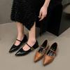 Temperament Pointed Single Shoes Women's Autumn New Shallow Mouth Mary Jane Shoes with Soft Sole Thick Heel Ladyshoes