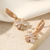 Fashion Flower Shape Dangle Earrings for Women 2025 New Golden Zirconia Drop Earring Statement Party Jewelry Accessories