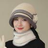 Зимняя Новая Теплая Шляпа-Ведро Женская Модная Шляпа для Среднего и Пожилого Возраста Флисовая Утолщенная Вязаная Шапка из Кроличьего Пуха