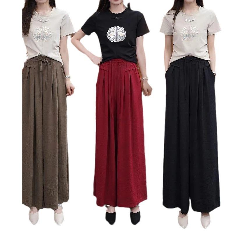 2024 Women's High-Waist Wide-Leg Drape Skirt Pants - Slim, Stylish, and Casual Summer Trousers