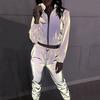 Fashion Reflective Two Piece Set Women's Sports Sweater Jogging Casual Sports Trousers Women's Sports Zipper Suit