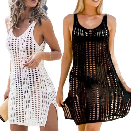 Sexy Women See Through Knit Hollow Out Anti UV Cover Up Swimwear