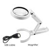 5 / 11X Magnifying Glass With Light 8 LED LAMP Magnifier Foldable Stand Table