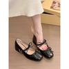 French Bow with Mary Jane Shoes for Women's 2025 New Temperament Versatile Light Mouth Thick Heel Small Leather Shoes