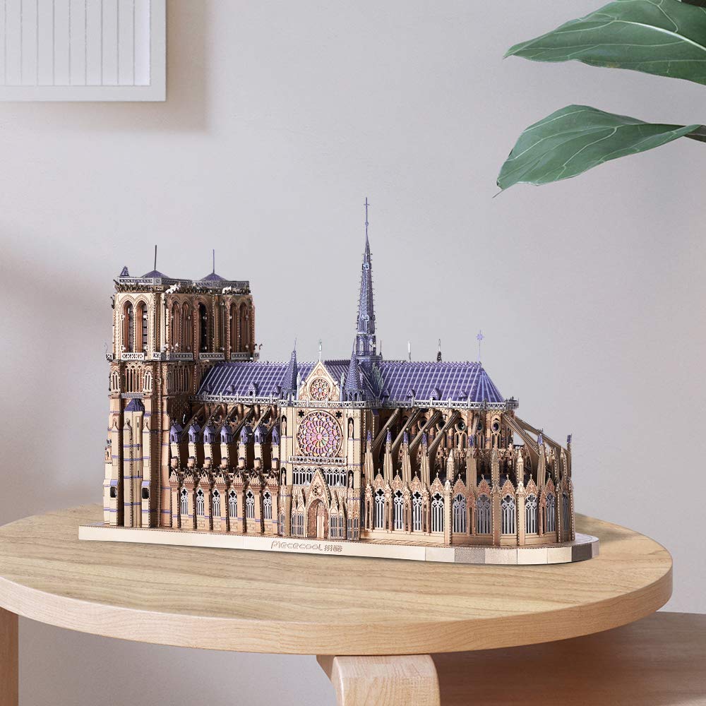 Piececool 3D Puzzle Notre Dame Cathedral Famous Paris Architecture Building 3D 3D Puzzle Metallic Nano Puzzle Metal Assembly Required No Adhesive 5