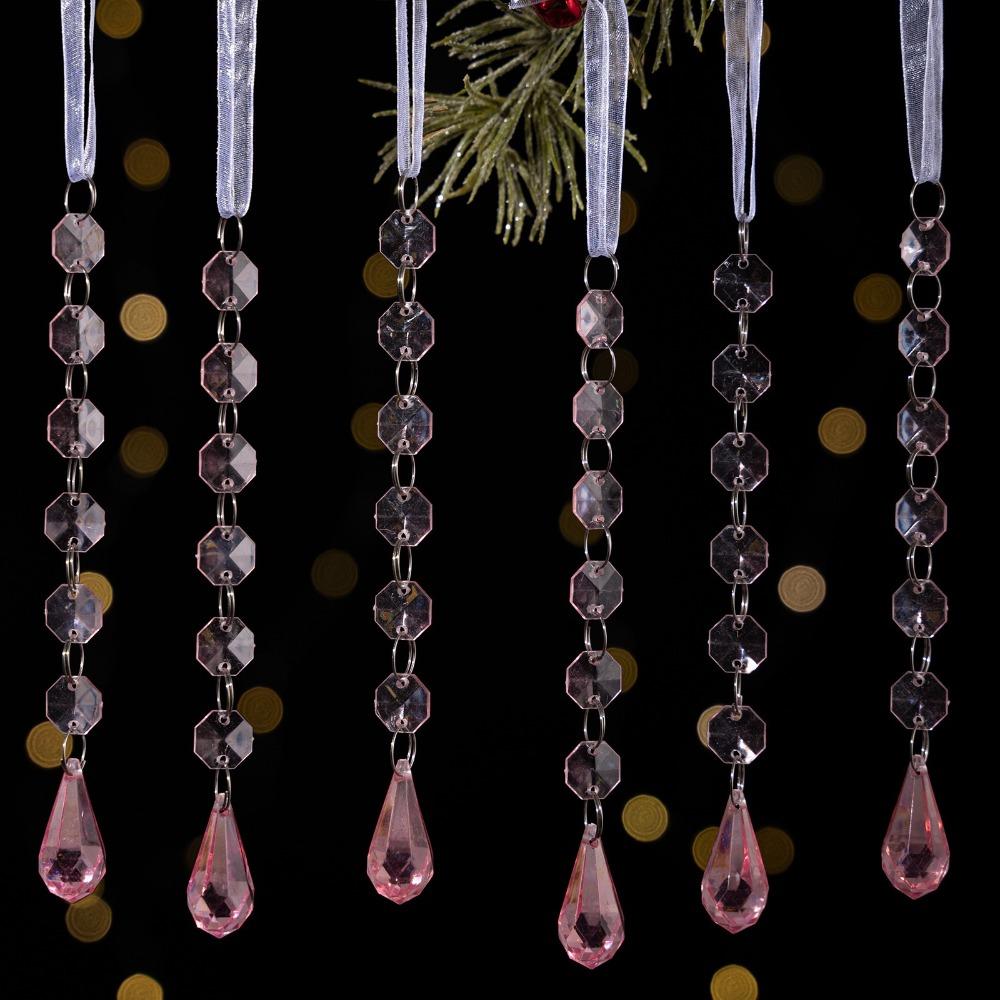 6pcs/set Transparent Acrylic Ice Pendants Sparkling Christmas Tree Hanging Festival Favors