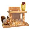 Wood Squirrel Feeder Box Large Pine Chipmunk Feeder House Transparent Acrylic Front Panel Flip-top Corn Fruits Feeder for Garden Patio