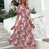2024 Women's Mid-Length Floral Summer Holiday Dress - European & American Fashion