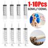 60ml/100ML Feeding Syringe Glue Filling Enema Syringe Nutrient Sterile Without Needle Watering for Industrial Hydroponics 1-10Pc