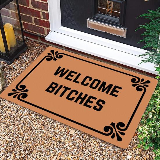 Welcome Bitches - Funny Doormats Personalized Machine-Washable Indoor/Outdoor Outside Entrance Door Mat Welcome Floor Fall Mat Entrance Rubber Indoor