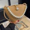 Straw Bag Fashion Pearl Crossbody Tote Holiday Beach Bag Woven Bag