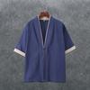 Chinese Style Linen Tang Suit Taoist Robe Men's Loose Thin Japanese Kimono Three-quarter Sleeve Hanfu Cloak Jacket