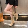 Fashion 2024 New Women's Ankle Boots Pointed Toe Square Heel Autumn Winter Boots for Ladies Non-Slip Outdoors Solid Color Women Boots