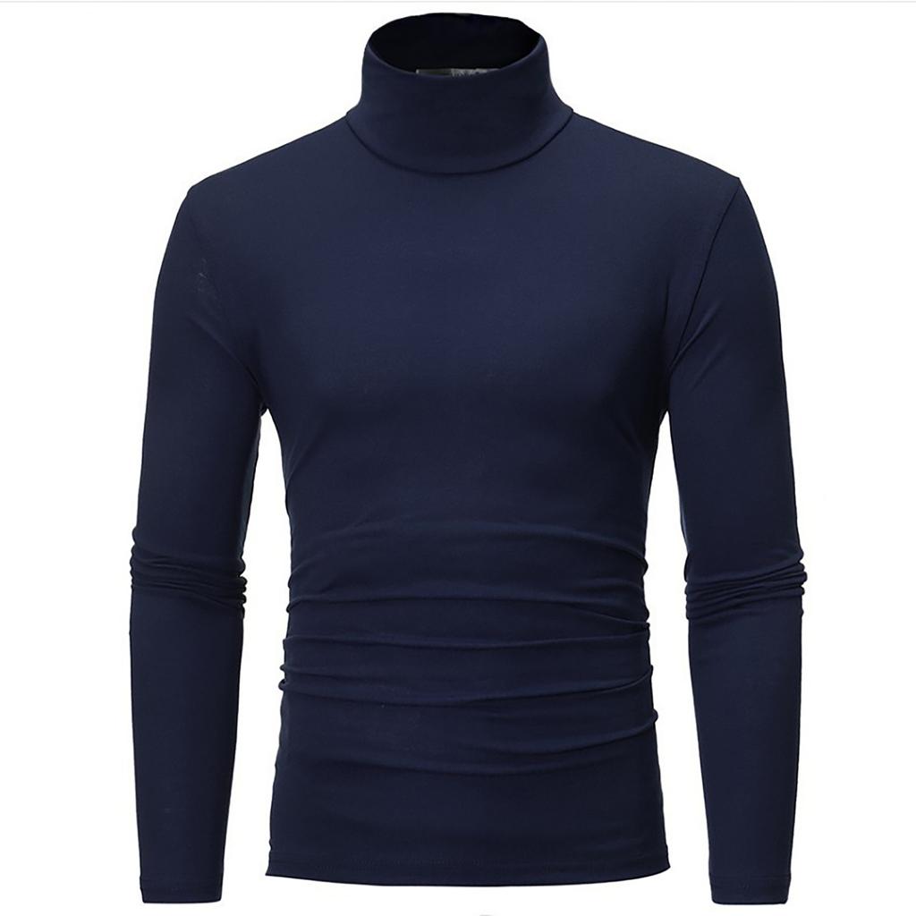 Men's Autumn Winter Turtleneck Long Sleeve Slim Pullover Sweater Blouse Top