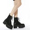 Side Zipper Martin Boots Thick-soled Front Lace-Up Women's Boots Suede Plain Board Shoes