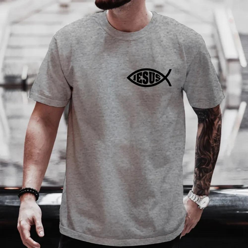 Men T Shirts Jesus Fish Christ Graphic T-Shirt for Men Women Tops Short Sleeve Tees Streetwear Plus Size Y2k Clothing