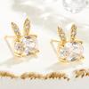 Cute Bunny Ear Studs Temperament Entry Lux Niche Zircon Earrings Eardrops New Exquisite Rabbit Small Female