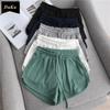 Ice Silk Thread Sports Shorts Women's Summer Korean Version of High-waisted Loose Running Wide-leg Pants Pants Pants Slim Hot Pants