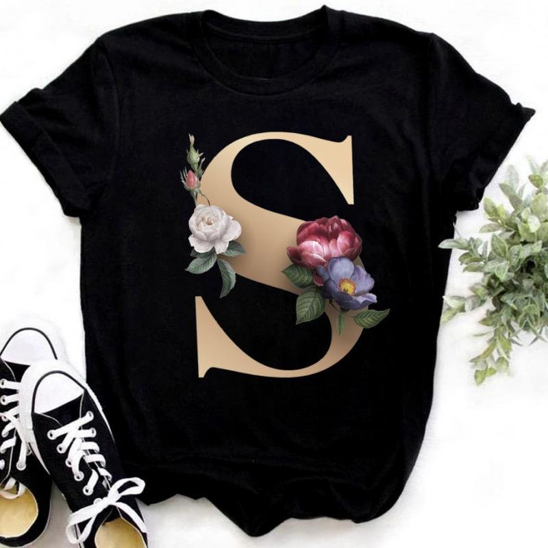 Summer Women's Fashionable Simple Floral Letter Printed Pure Cotton Short Sleeved Women's T-Shirts Women’s