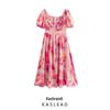 2025 Spring Women's European & American Style Puff Sleeve Print Dress