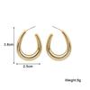 Gold Color U-shaped Smooth Metal Drop Earrings for Female Hollow Geometry Water Drop Oval Design Women's Dangle Earrings