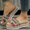 2024 Summer Women's Thick Soled Fish Mouth Hemp Rope Fashion Slippers Bohemian Woven Slippers